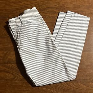 Old Navy Pinstripe Pixie Ankle Pants 2 Blue Gray White Stretch Cotton Chino